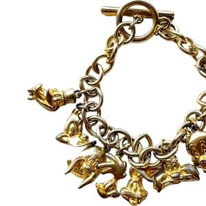RARE- Circa 1992 Signed WB Looney Tunes Gold Tone Charm Bracelet